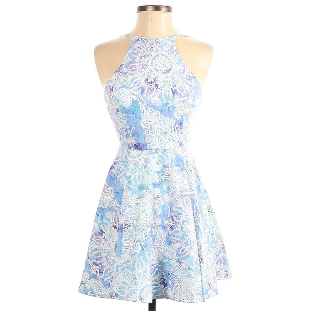 TOBI Halter Dress Small Blue Purple Printed‎ NEW
